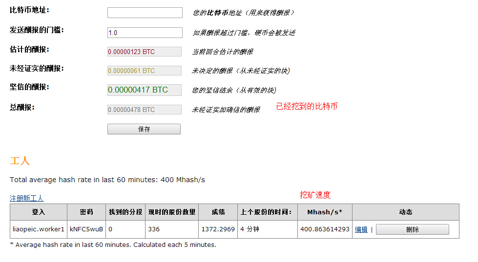 已挖到的比特币